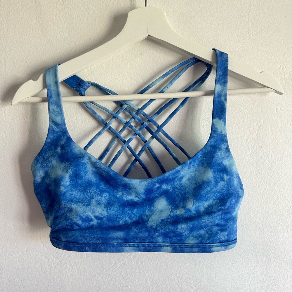 Lululemon Blue Tie-Dye Strappy Sports Bra
